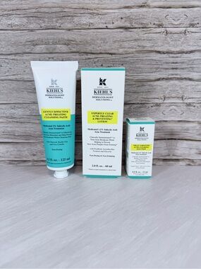 Kiehl's Acne-Treating Cleansing Paste & Treatments - White, Teal & Yellow